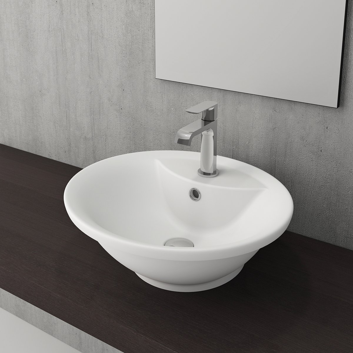 Bocchi Verona Batarya Banklı Çanak Lavabo 50 cm Mat Beyaz