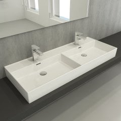 Bocchi | Milano 120 cm Çift Batarya Delikli Lavabo P.Beyaz