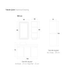 Shower Serin 100 cm Banyo Dolabı