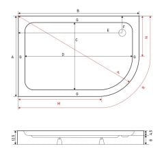 Shower 80x100 Asimetrik Monoblok Duş Teknesi