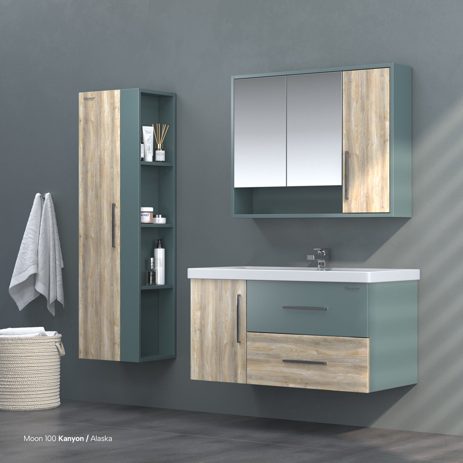 Shower Moon 100 cm Banyo Dolabı
