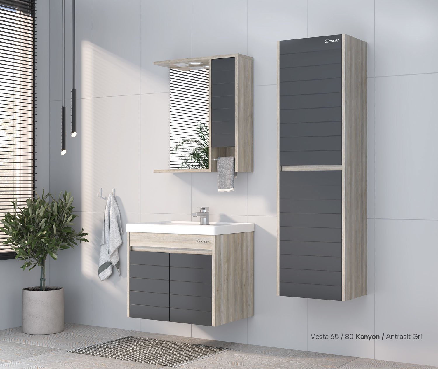 Shower Vesta 65 cm Banyo Dolabı