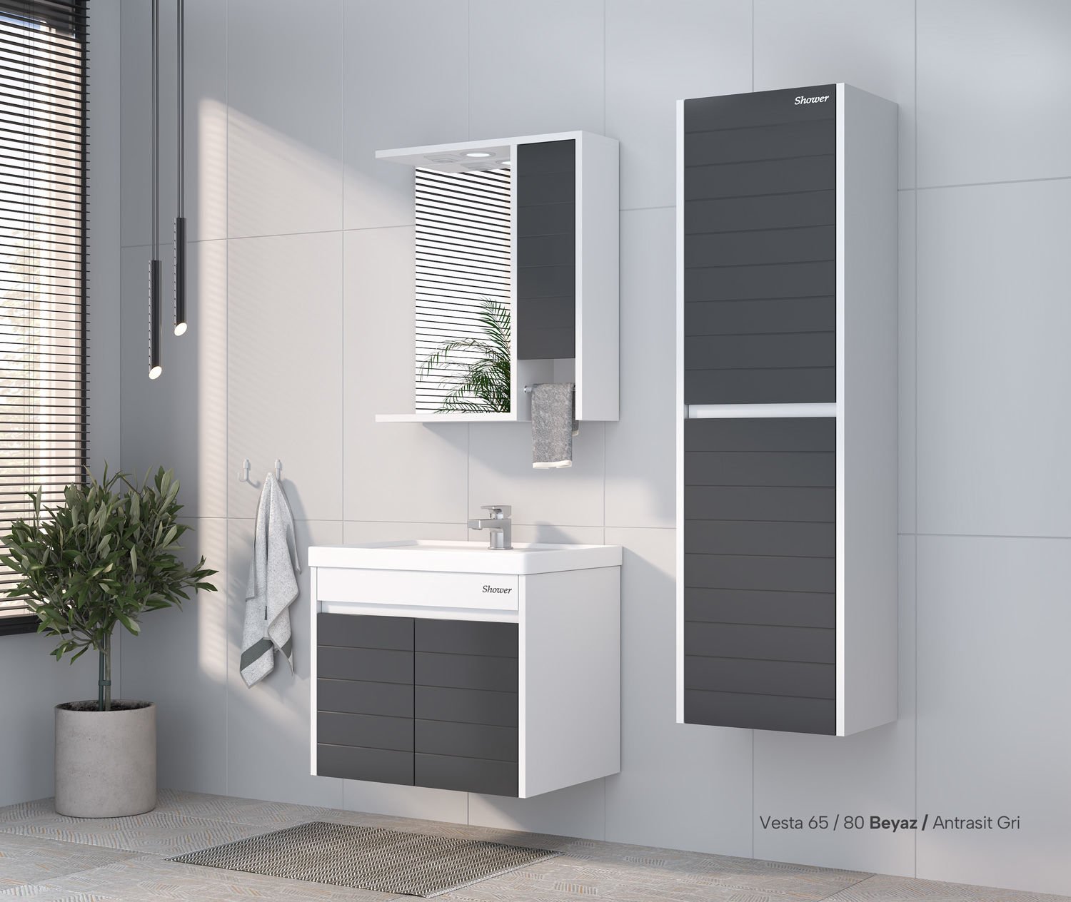 Shower Vesta 80 cm Banyo Dolabı