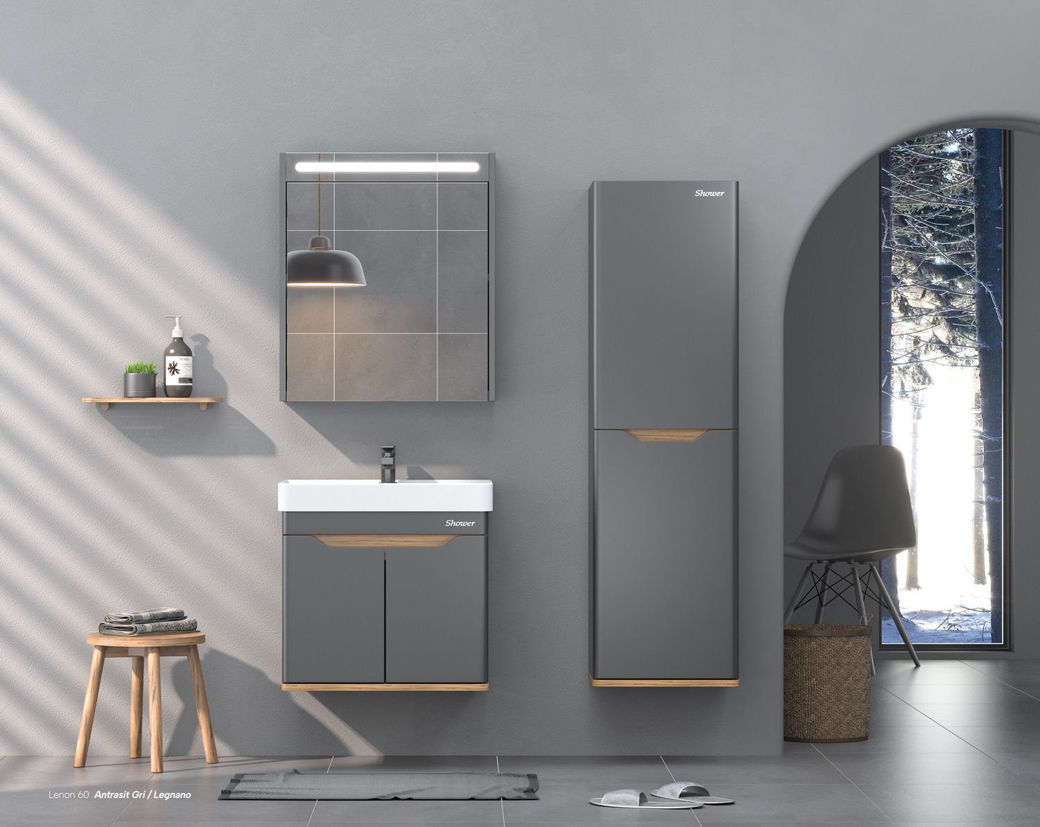Shower Lenon 60 cm Banyo Dolabı