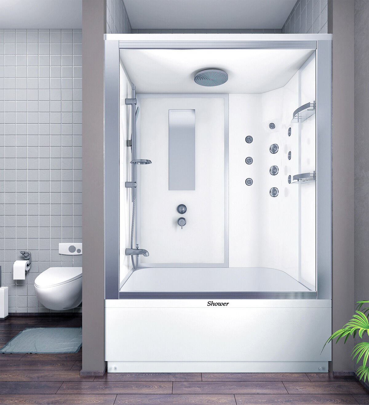 Shower Simon Dikdörtgen Küvet Üzeri İki Duvar Arası Kompakt Sistem