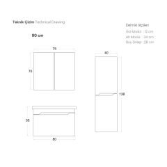 Shower Milano 80 cm Banyo Dolabı
