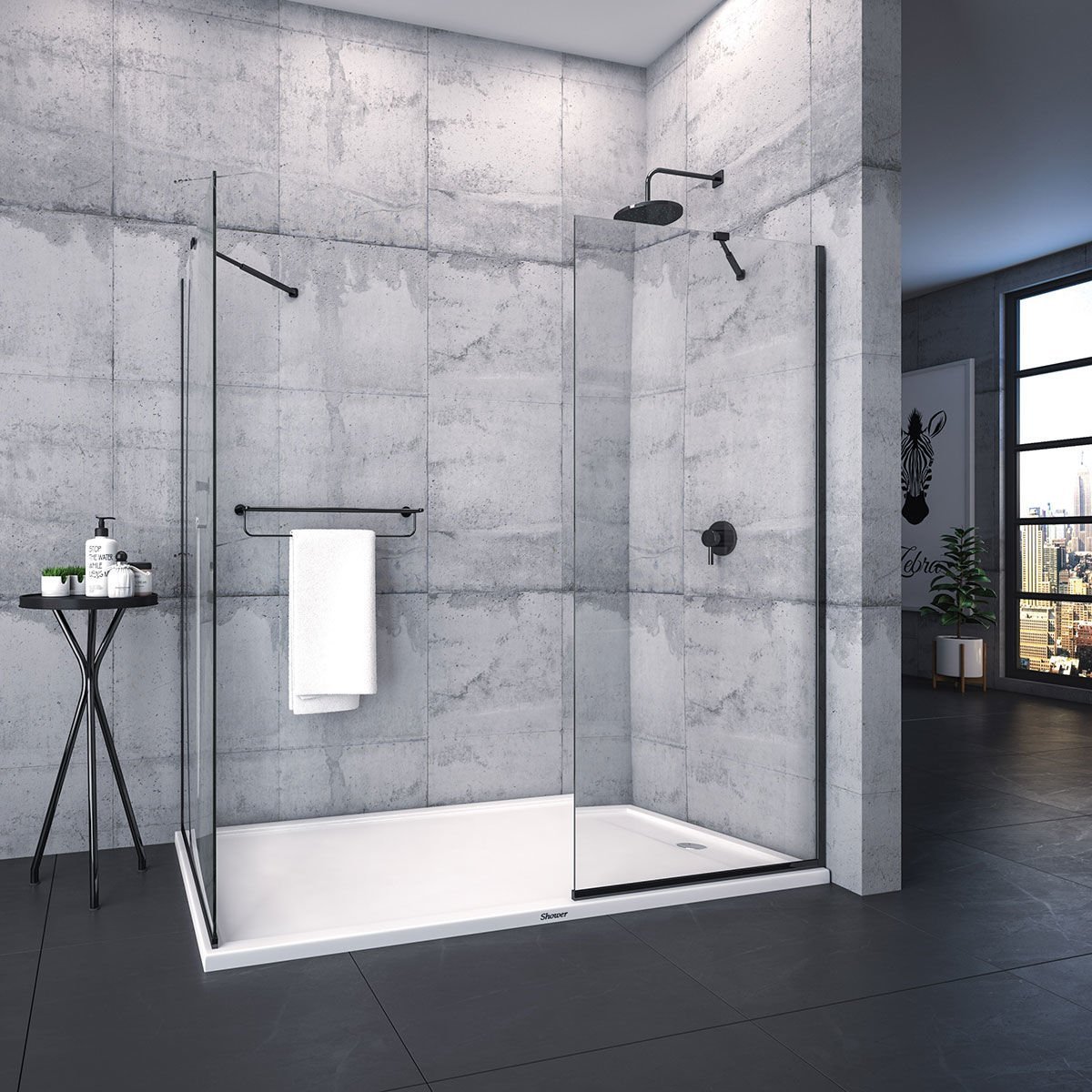 Shower Joy 90x120 2 Sabit Ön Cephe Girişli Yan Panelli Tekne Üzeri Kabin