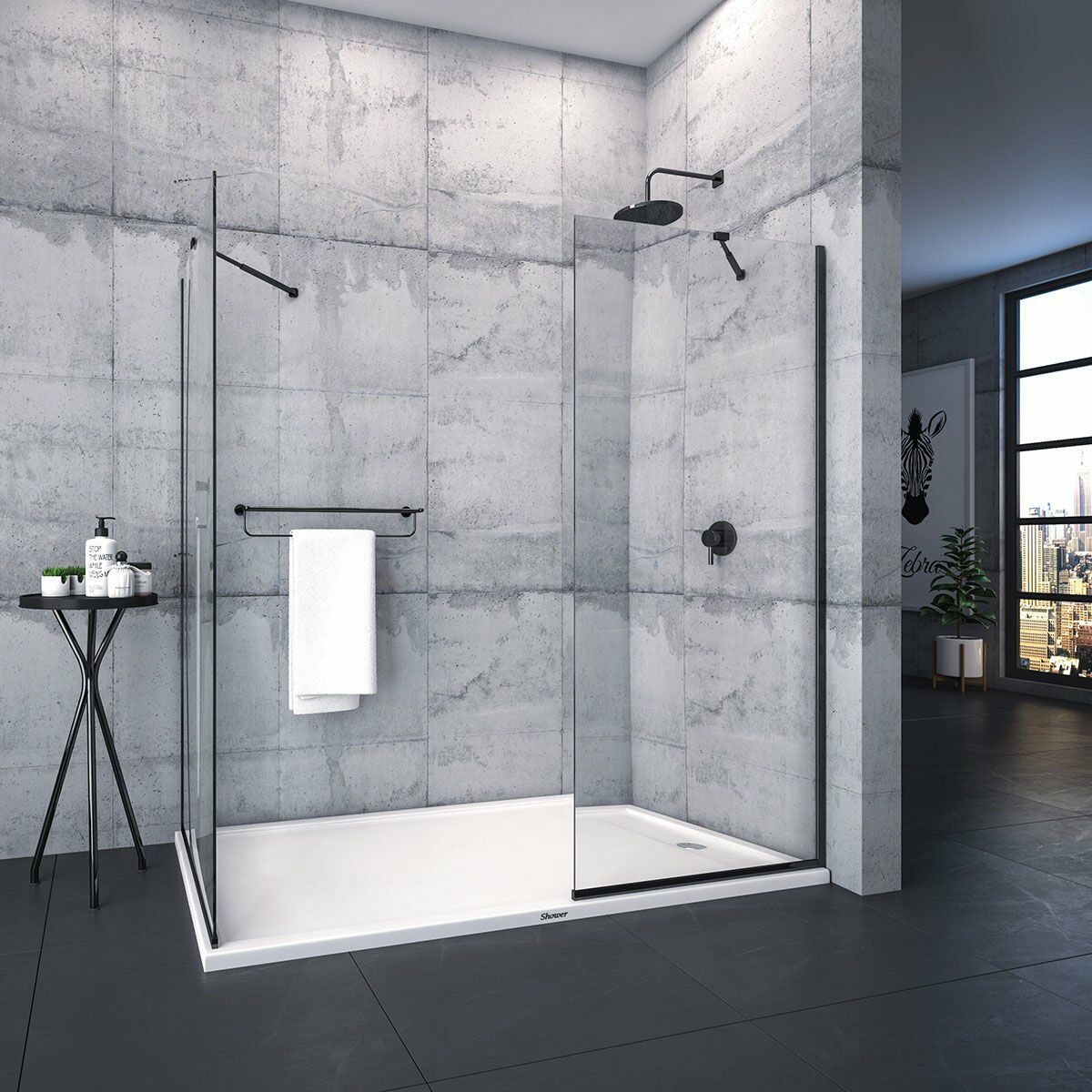 Shower Joy 90x130 2 Sabit Ön Cephe Girişli Yan Panelli Tekne Üzeri Kabin