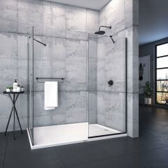 Shower Joy 90x130 2 Sabit Ön Cephe Girişli Yan Panelli Tekne Üzeri Kabin