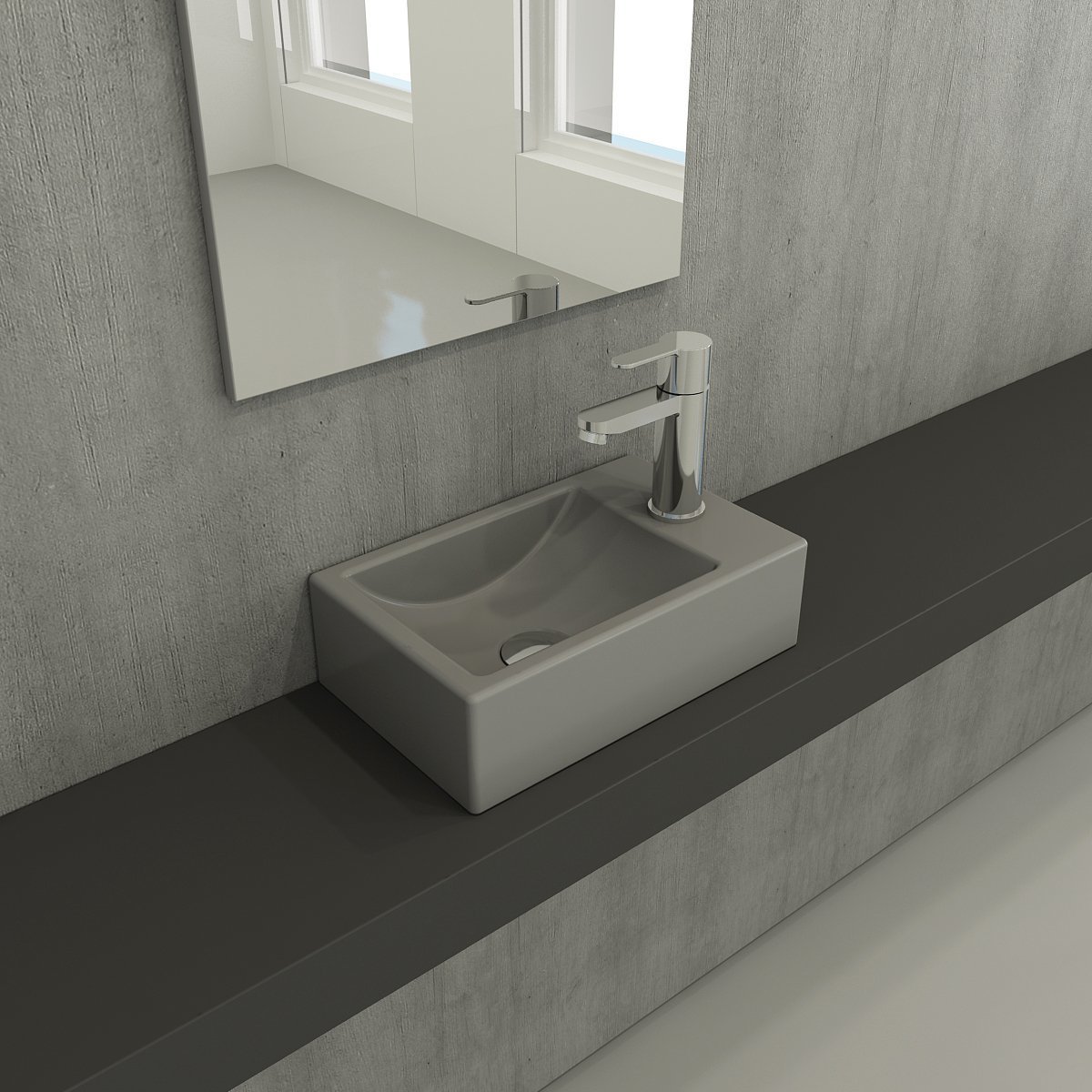 Bocchi | Milano 37 cm Lavabo Sağ Mat Gri