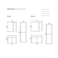Shower Hazar 65 cm Banyo Dolabı