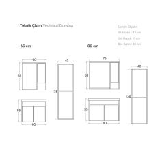 Shower Hazar 80 cm Banyo Dolabı