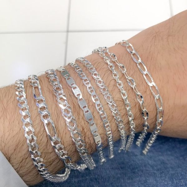 Klasik Sade Kibar Şık Örgülü  Gümüş Erkek Bileklik