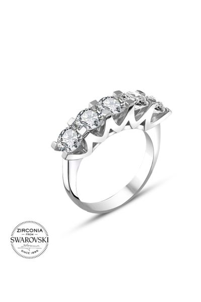 Orijinal Swarovski Pırlanta Modeli Beştaş 925 Gümüş Yüzük