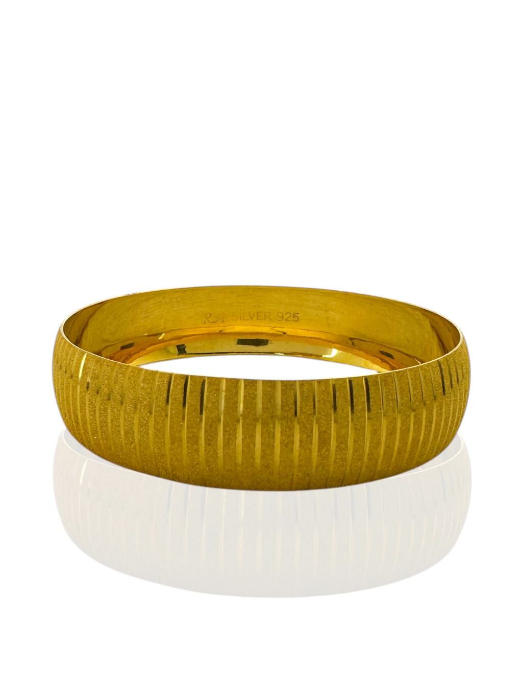 22 Ayar Altın Kaplama 15 mm Merdiven Model 925 Ayar Gümüş Bilezik