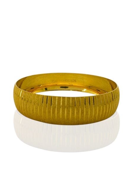 22 Ayar Altın Kaplama 15 mm Merdiven Model 925 Ayar Gümüş Bilezik