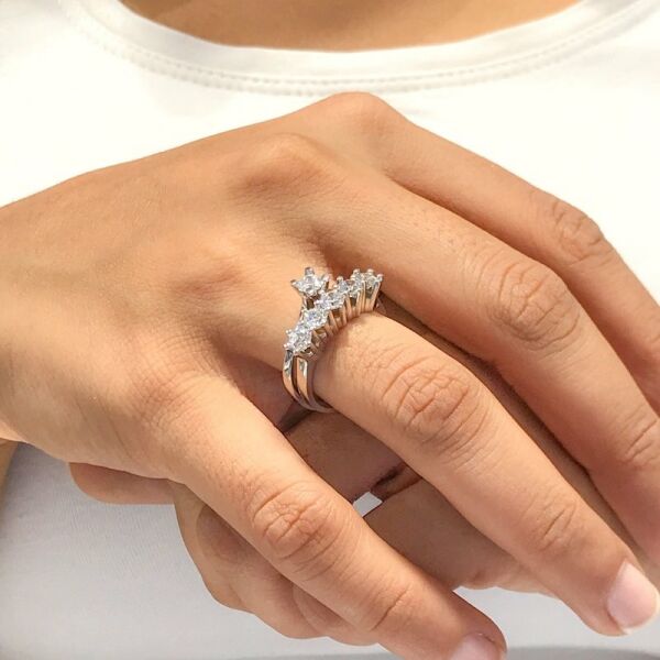 Orijinal Swarovski Gümüş Beştaş Tektaş Kombin Yüzük