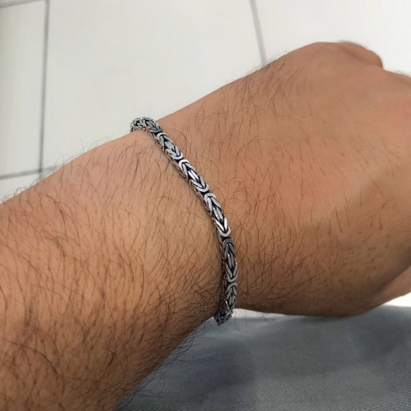 İdeal Boy Kral Zinciri Gümüş Erkek Bileklik