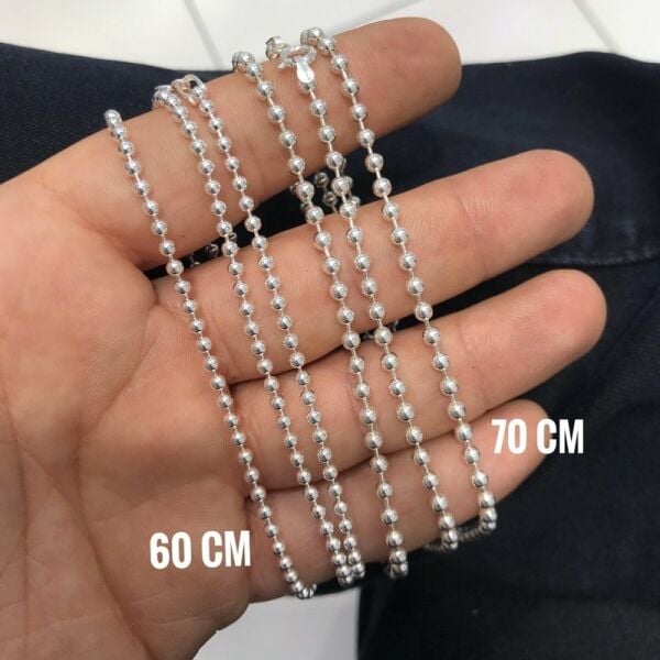 60 cm 70 cm Toptop Tırnak Makası Zincir Gümüş Erkek Kolye
