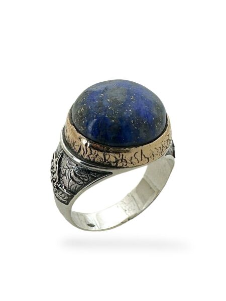 Doğal Lapis Lazuli Taşlı 925 Ayar Gümüş Yüzük