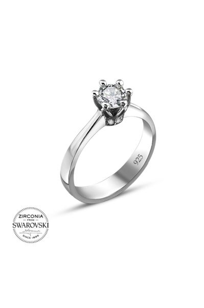 Swarovski Sertifikalı Tektaş 925 Gümüş Yüzük