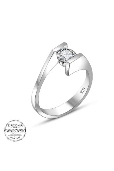 Swarovski Sertifikalı Tektaş 925 Gümüş Yüzük