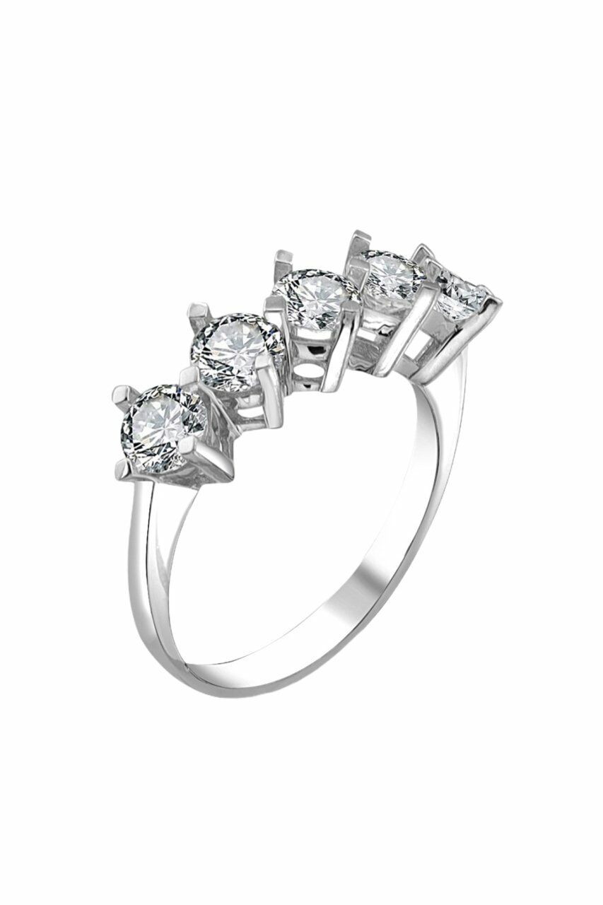 Sertifikalı Swarovski Taş Beştaş 925 Gümüş Yüzük
