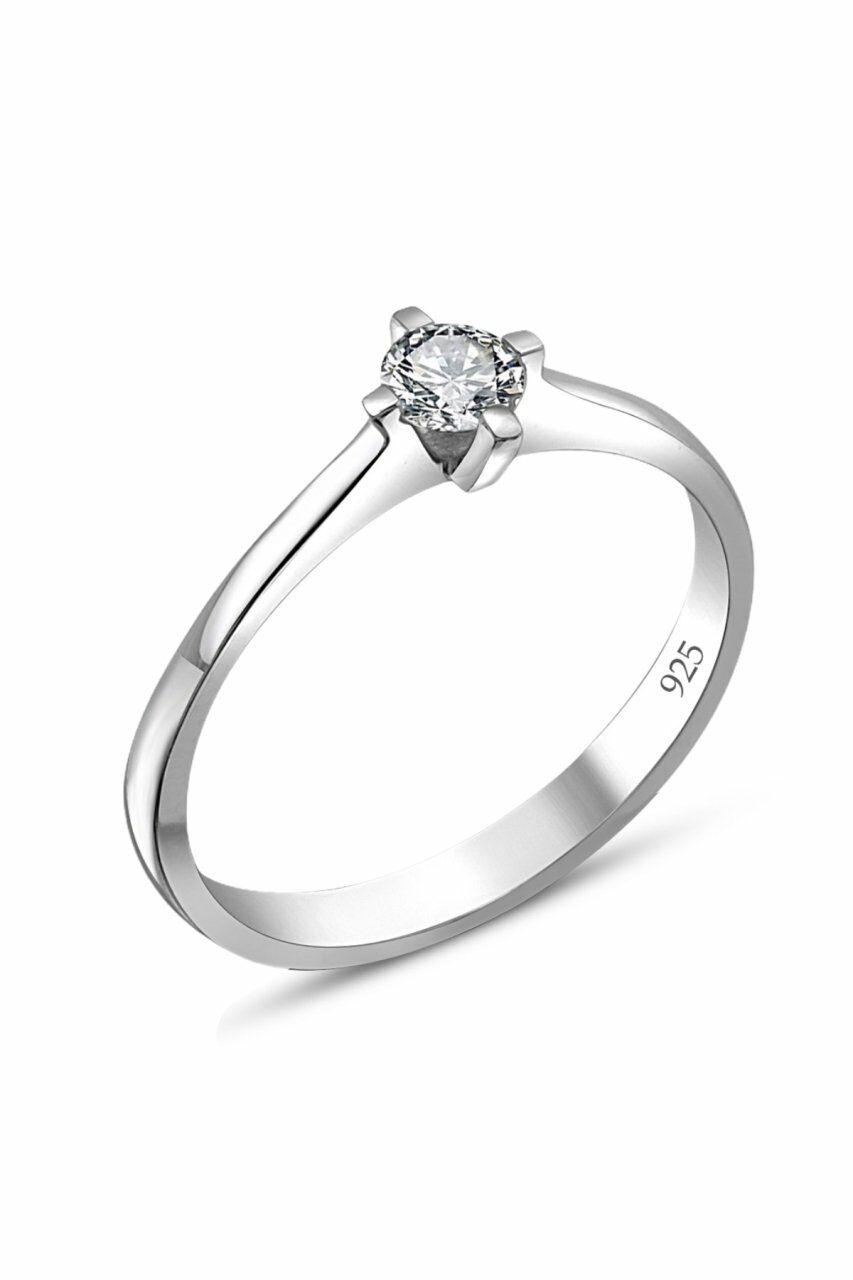 Swarovski Sertifikalı 3 mm Minik Tektaş 925 Gümüş Yüzük