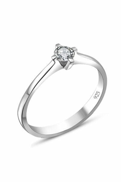 Swarovski Sertifikalı 3 mm Minik Tektaş 925 Gümüş Yüzük