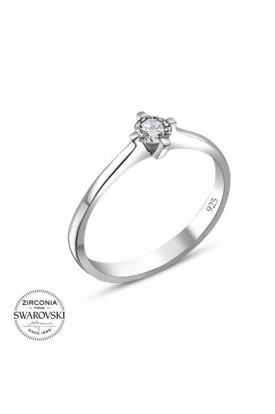 Swarovski Sertifikalı 3 mm Minik Tektaş 925 Gümüş Yüzük
