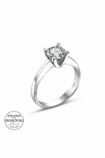 Swarovski Sertifikalı Tektaş 925 Gümüş Yüzük