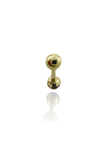 Düz Bombeli Top Tragus Küpe 14 Ayar Altın