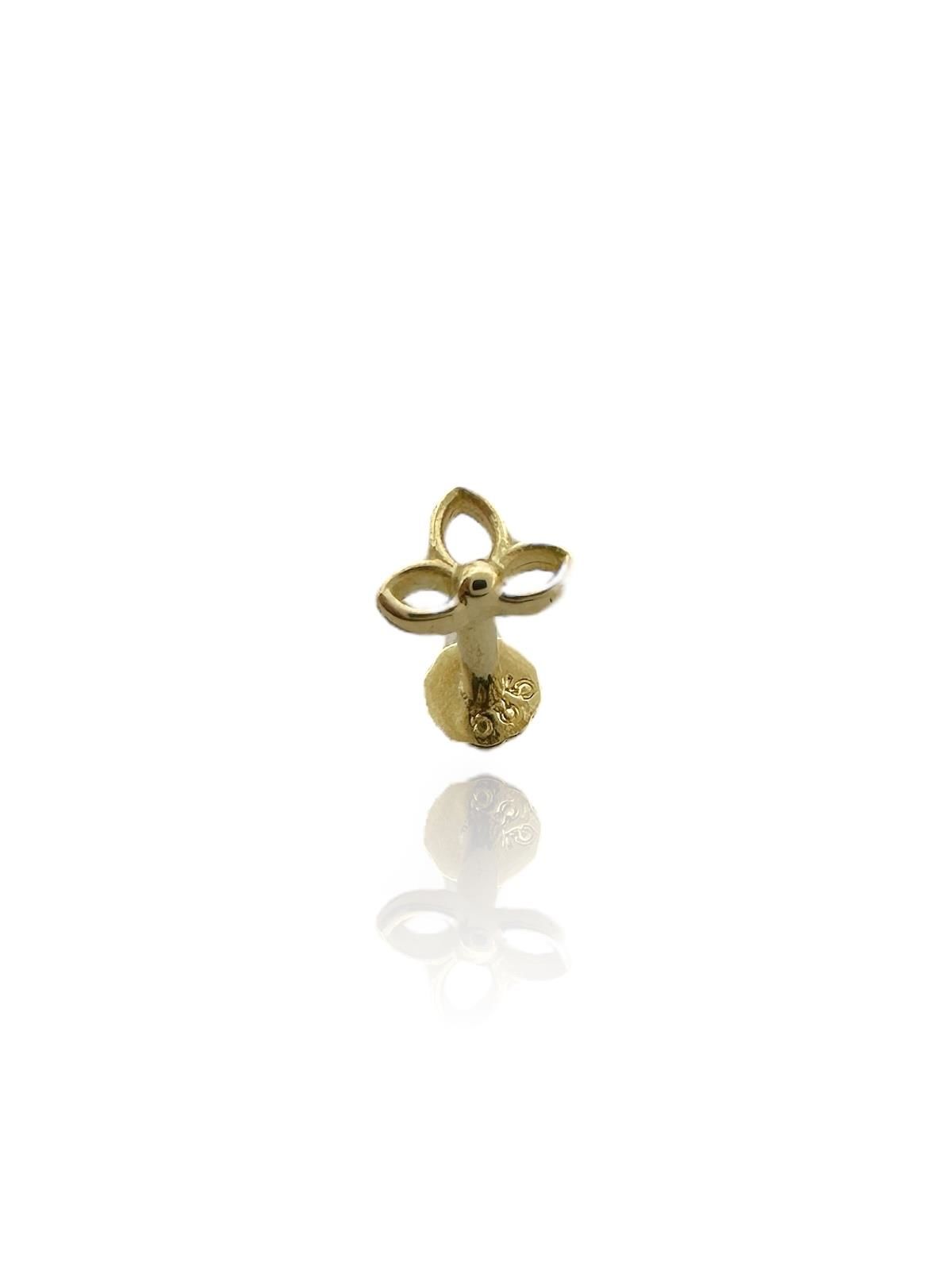 Lotus Çiçeği Tragus Küpe 14 Ayar Altın