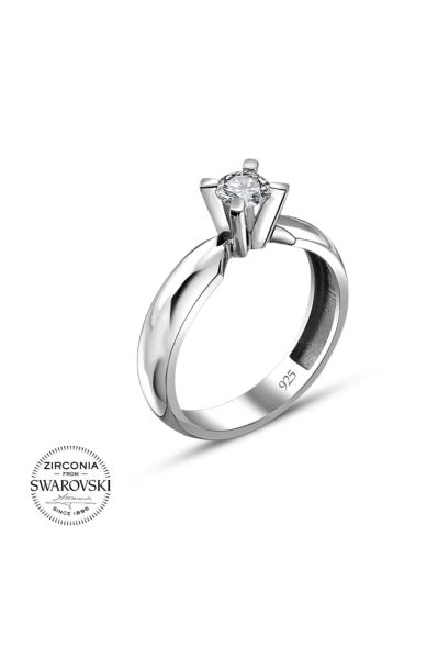 Swarovski Sertifikalı Tektaş 925 Gümüş Yüzük