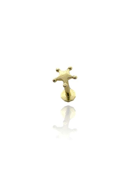 Taşsız Yıldız Tragus Küpe 14 Ayar Altın