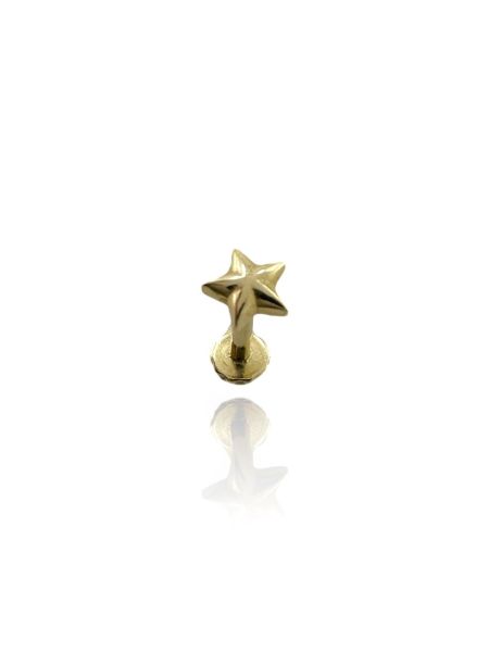 Taşsız Minik Yıldız Tragus Küpe 14 Ayar Altın