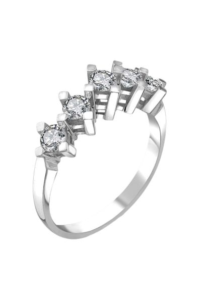 Sertifikalı Swarovski Beş Taş 925 Gümüş Yüzük