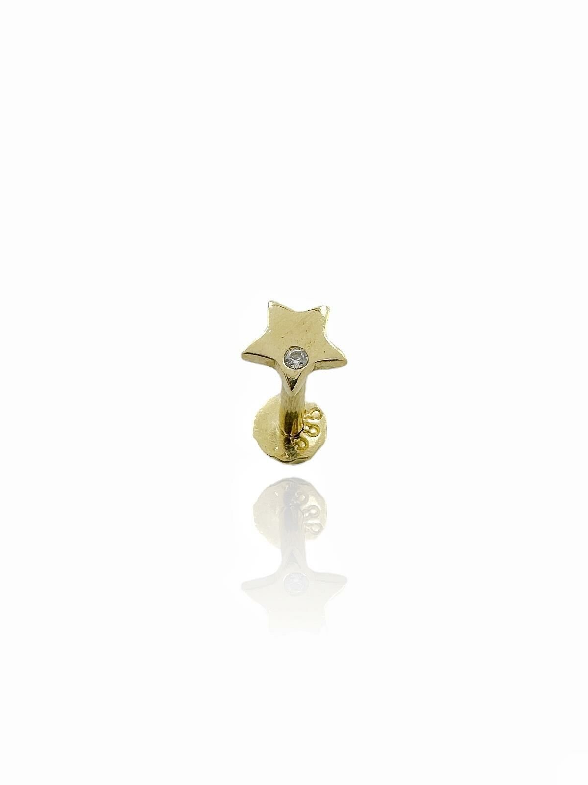 Minik Yıldız Tragus Küpe 14 Ayar Altın