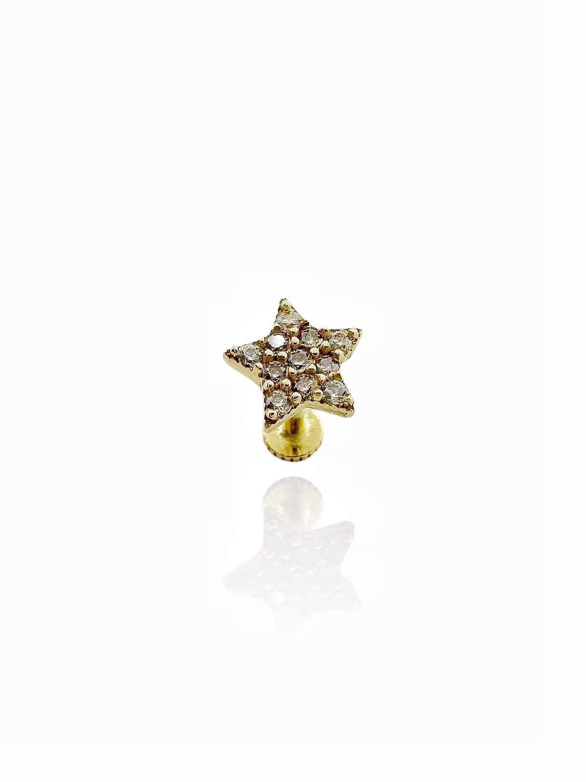 Yıldız Tragus Küpe 14 Ayar Altın
