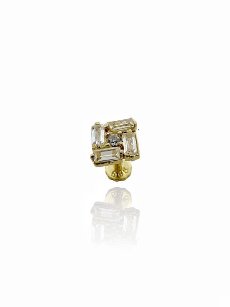 Baget Taşlı Tragus Küpe 14 Ayar Altın