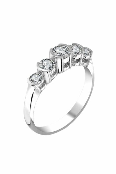Sertifikalı Swarovski Beş Taş 925 Gümüş Yüzük