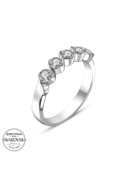 Sertifikalı Swarovski Beş Taş 925 Gümüş Yüzük