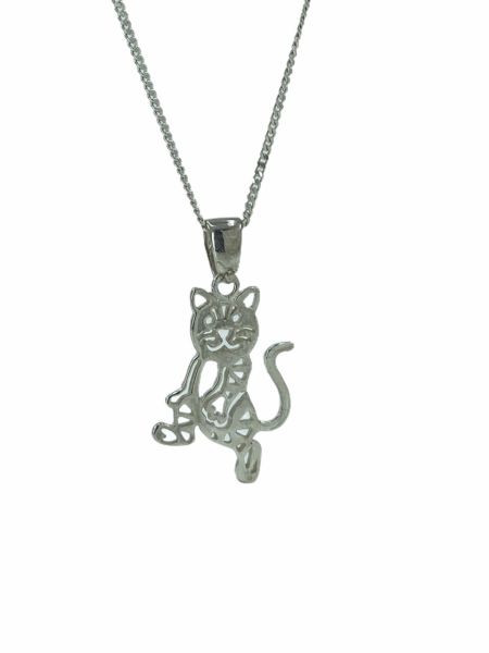 Taşsız Düz Yaramaz Kedi 925 Gümüş Kolye