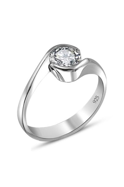 Swarovski Sertifikalı Sarmaşık Tektaş 925 Gümüş Yüzük