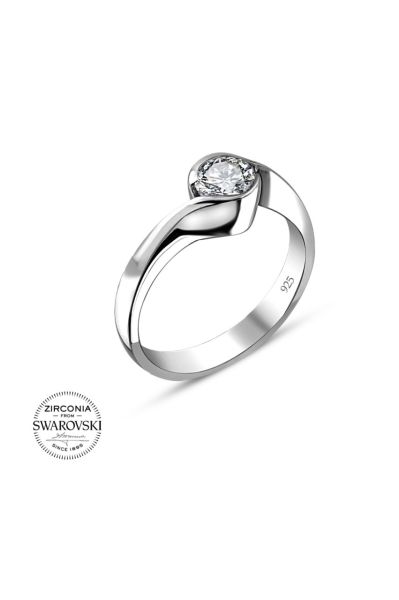 Swarovski Sertifikalı Sarmaşık Tektaş 925 Gümüş Yüzük