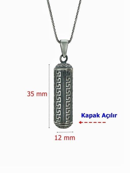 925 Ayar Gümüş Muska Muskalık Küp Silindir Model Kolye