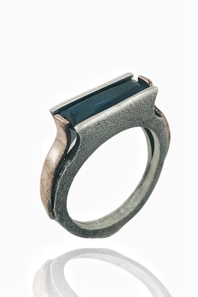 Baget Safir Taşlı Otantik 925 Gümüş Yüzük