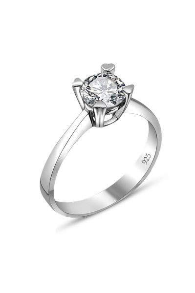 Swarovski Sertifikalı Tektaş 925 Gümüş Yüzük