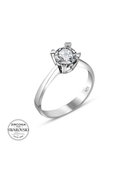 Swarovski Sertifikalı Tektaş 925 Gümüş Yüzük