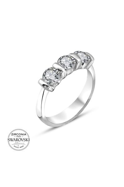 Sertifikalı Swarovski Tria 3 Üç Taş 925 Gümüş Yüzük